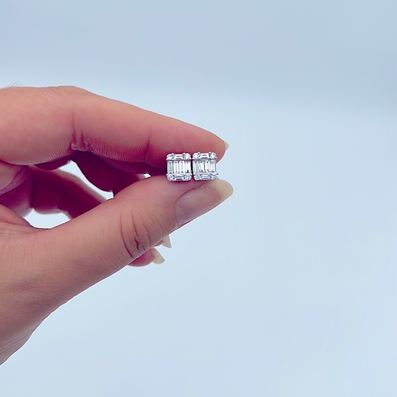 Pair of Gorgeous Natural Tiffany Cut 💎 DIAMOND 💎 Earrings - Picture 5 of 12